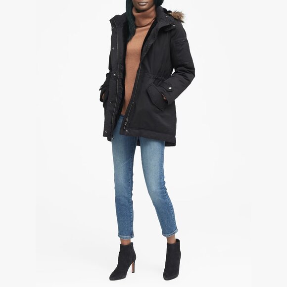 Banana Republic Down Water-Resistant Faux Fur Trim Parka - Picture 2 of 16